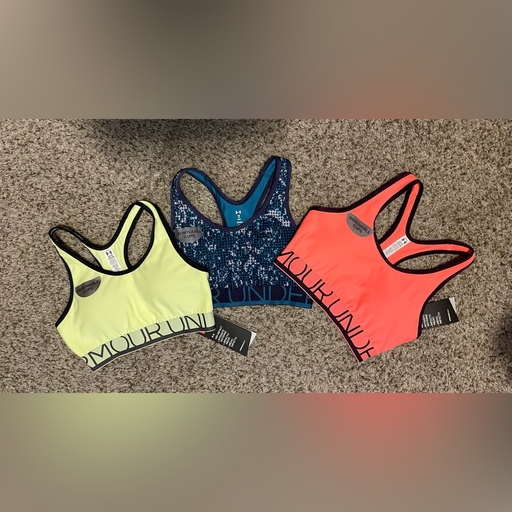 Under Armour Sports Bras with Removable Pads Mid Impact XS - Get all 3 NWTs